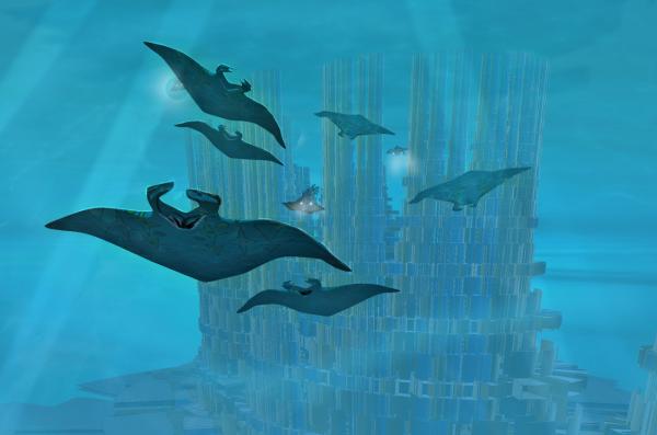 Undersea City with Mantas